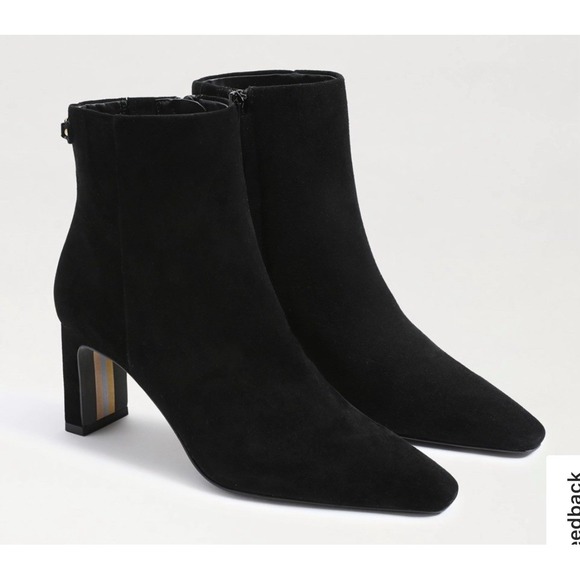 Sam Edelman Size 7 1/2  Saige Ankle Bootie Black SUEDE LEATHER - Picture 1 of 9